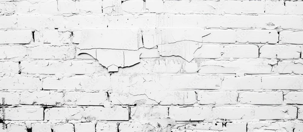 Poster Texture of a white brick wall providing a blank space for images or text. with copy space image. Place for adding text or design