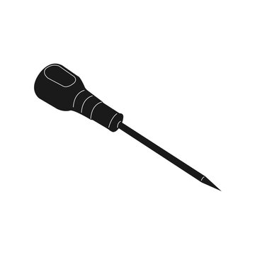 black awl tool isolated white background clip art preview