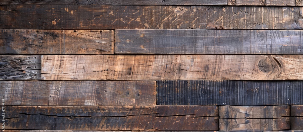 Poster Horizontal wooden planks forming a textured background with natural patterns providing copy space image for labels