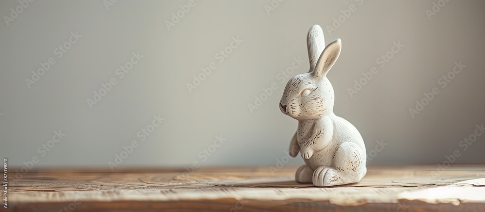 Poster easter bunny displayed on a wooden surface with a clean white backdrop to create a charming copy spa
