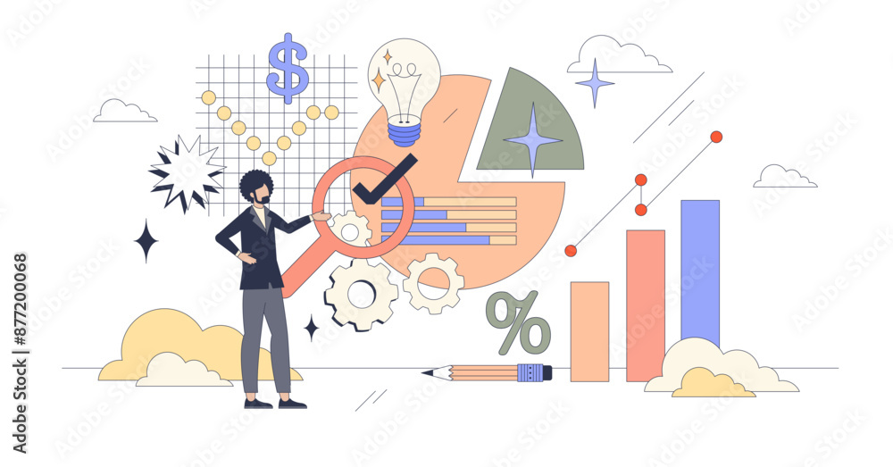 Canvas Prints digital marketing analytics and web tools tiny person neubrutalism concept, transparent background. 