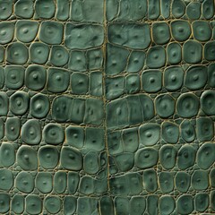 緑の模様のワニ革生地のテクスチャ背景