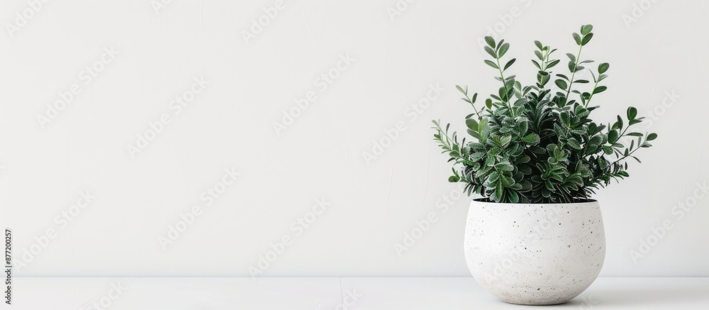 Poster White background with a flower pot featuring copy space image