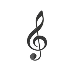 Black treble clef symbol isolated on white background. Represents music, melody, and notes. Perfect for musical-themed designs and projects.