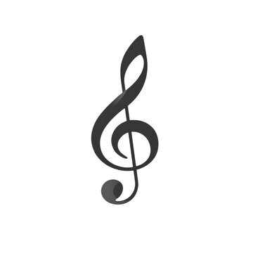 Black treble clef symbol isolated on white background. Represents music, melody, and notes. Perfect for musical-themed designs and projects.