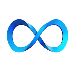 Blue Infinity Symbol - 3D illustration of a stylized infinity loop in blue gradient on a transparent background.