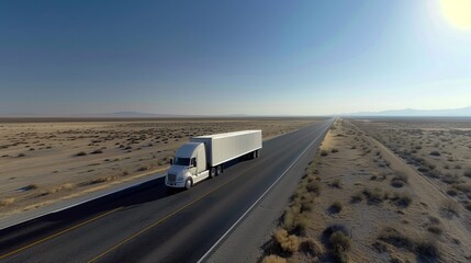 Fototapeta premium American longhead a delivery truck on road.