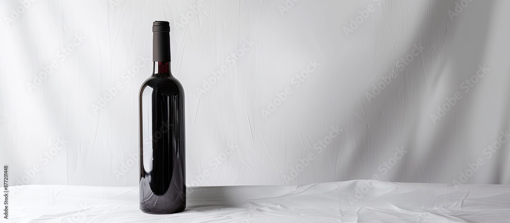 Poster a clear bottle of wine sits on a white backdrop providing copy space image