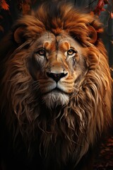 Fototapeta premium Digital Art Illustration of Majestic Lion Portrait, generative IA
