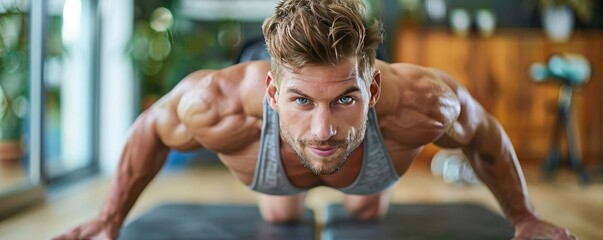 Individual doing push-ups in a home setting, showcasing simple yet effective workouts