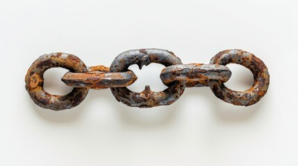 Obraz premium Aged anchor chain against white backdrop