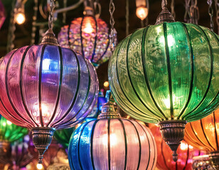 Fototapeta premium Colorful decorative lanterns in the Grand Bazaar, Istanbul, Turkey