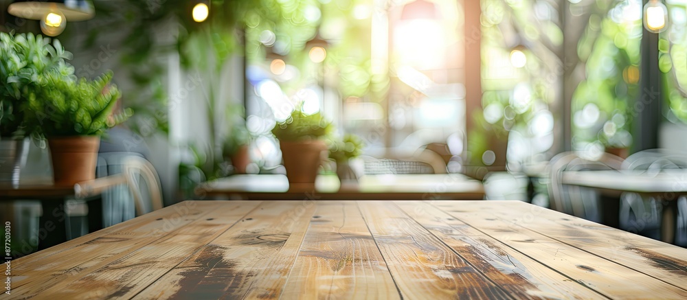 Poster Blurred perspective view of a cafe table with ample copy space image