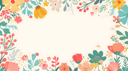 A colorful flowery border with a white background