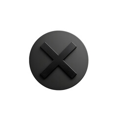 Fototapeta premium Minimalist black cross icon on dark background, symbolizing error, close, or cancel action, perfect for UI design and graphical projects.