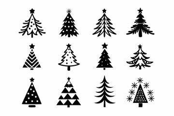 Christmas Tree SVG, Christmas Tree icon bundle, Hand drawn Christmas tree silhouettes