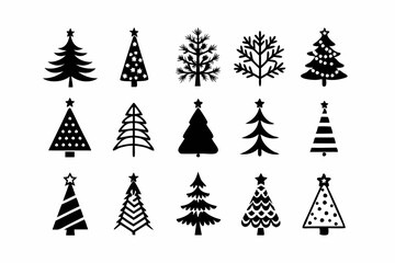 Obraz premium Christmas Tree SVG, Christmas Tree icon bundle, Hand drawn Christmas tree silhouettes