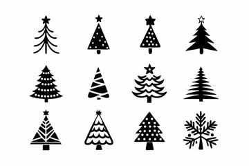 Obraz premium Christmas Tree SVG, Christmas Tree icon bundle, Hand drawn Christmas tree silhouettes
