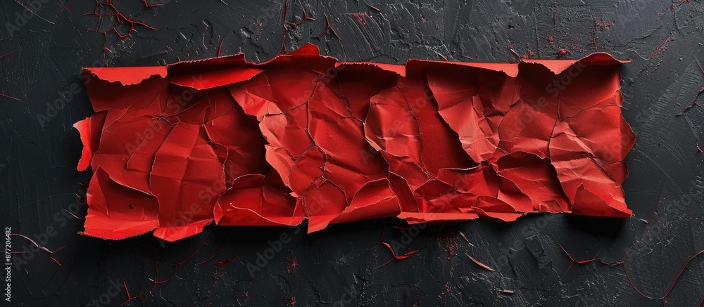 Leinwandbilder A torn red cardboard piece against a dark backdrop with space for adding images. with copy space image. Place for adding text or design