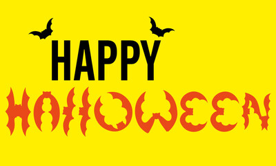 Happy Halloween Text Banner, Vector