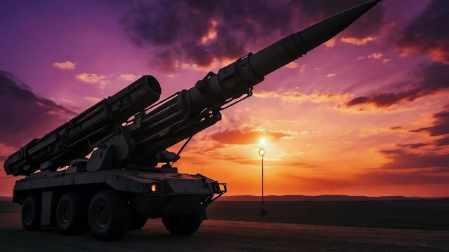 Ground-based medium-range missile systems designed for anti-aircraft purposes in a natural environment, oriented towards the sky, ready for launch. Generated with Ai