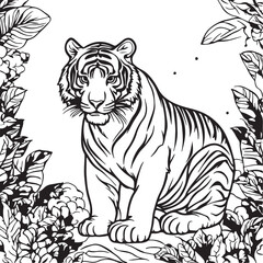 Obraz premium Tiger liner design silhouette vector art work EPS file, Generator AI