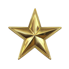 Fototapeta premium Shiny gold star with a reflective surface, perfect for awards, decoration, and celebrations in high resolution on white background.