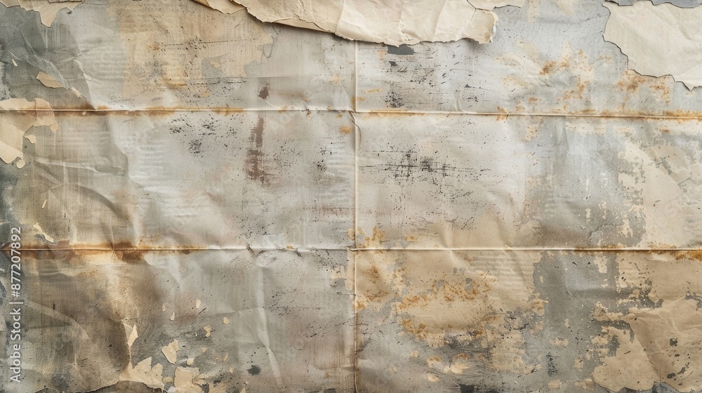 Poster aged paper backdrop with empty paper texture and worn wall pattern for text