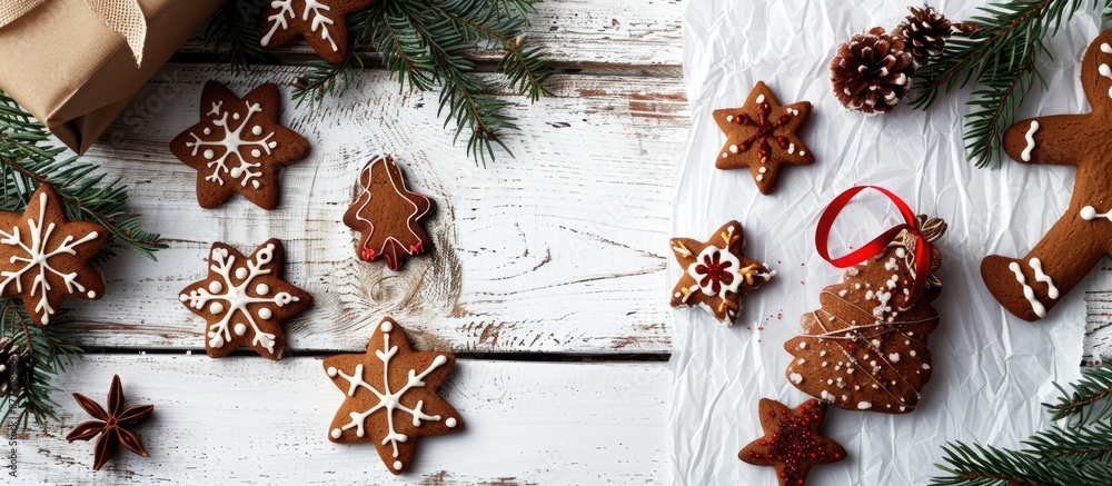 Poster capture the festive vibe with a top down view of a christmas and new year holiday scene featuring re