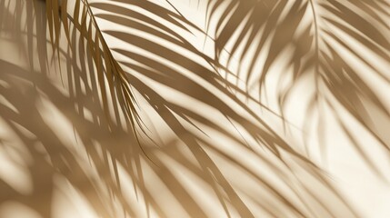Obraz premium Abstract summer palm leaf shadow background on neutral geometric backdrop