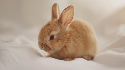 Adorable brown bunny on a white background