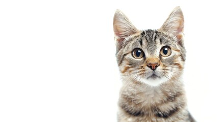 Fototapeta premium Adorable cat portrait against a white backdrop