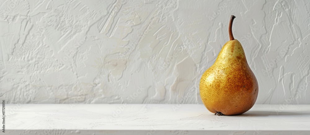 Poster pear fruit on a white backdrop with copy space image
