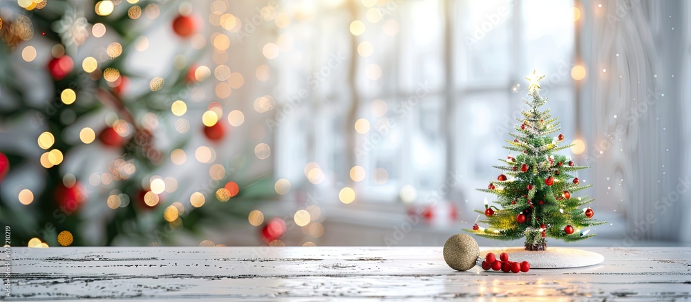 Poster a white card with a christmas tree background provides ample copy space for your ad greetings or log