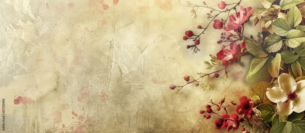 Poster Creative layout featuring a unique nature concept with blooming flowers and leaves on a textured paper card note ideal for project design display templates printing and other applications Incorporate