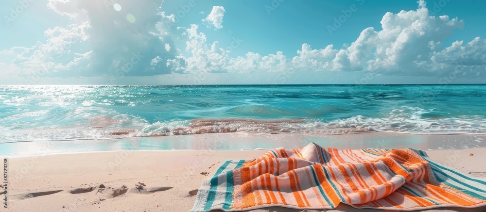 Leinwandbilder decorative towel with ample copy space image on a beach backdrop for summer vibes