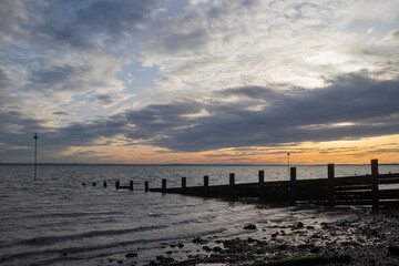 Winter sunset at Westcliff-on-Sea, Essex, England, United Kingdom