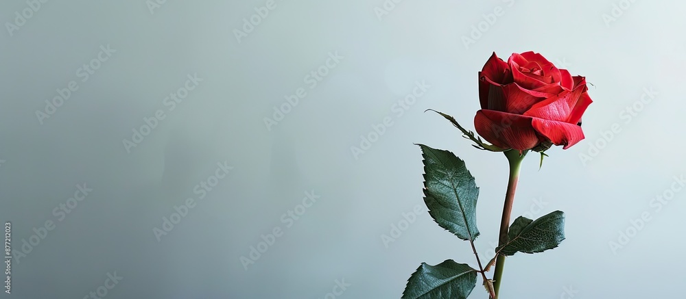 Aufkleber single red rose displayed on a copy space image