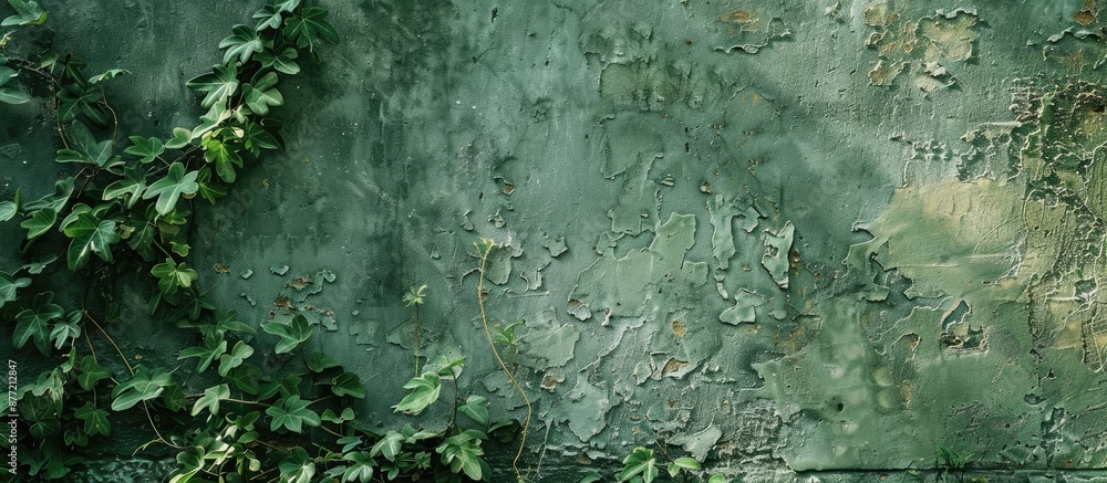 Poster close up photo of a textured green wall with copy space image