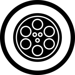 Film Reel Vector Glyph Black Icon