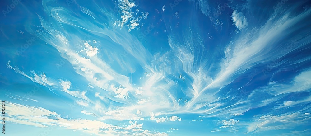 Aufkleber A serene blue sky with various cloud formations ideal as a backdrop or for text overlays in designs enhanced for copy space image