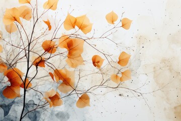 Autumn Abstract Background with lines and organic textures in the white backgrou, generative IA