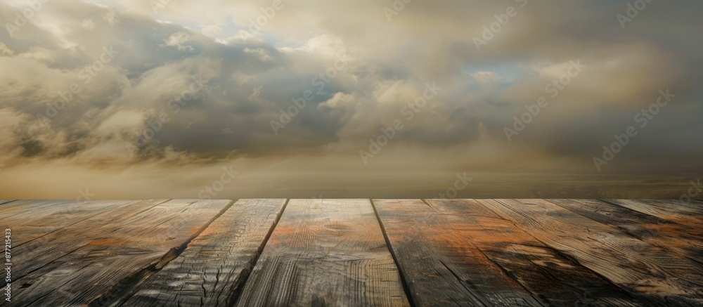 Poster A scenic background image with a textured wooden surface and empty space for writing or design elements. with copy space image. Place for adding text or design