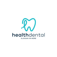 Infinity dental tooth teeth care logo design template. Icon dentistry logo initial vector illustration elements.