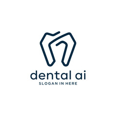 Minimalist dental care logo design with a line art style