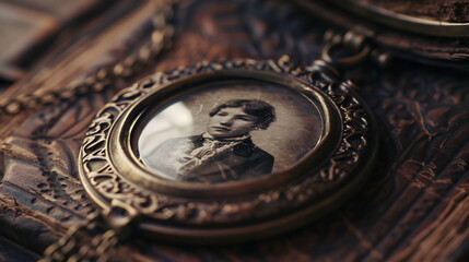 Obraz premium Faded Photograph in a Locket Representing Memories and Nostalgia
