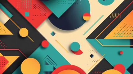 Obraz premium A background pattern with geometric shapes in red, yellow, and blue