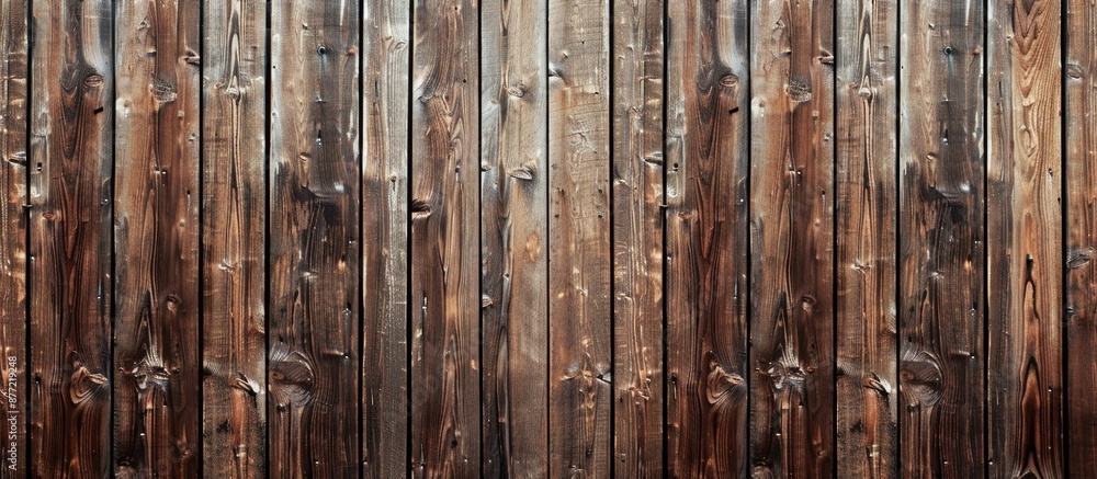 Poster Stock photo of a contemporary wooden fence panel in brown with a textured grain pattern ideal for adding text or graphics with copy space image