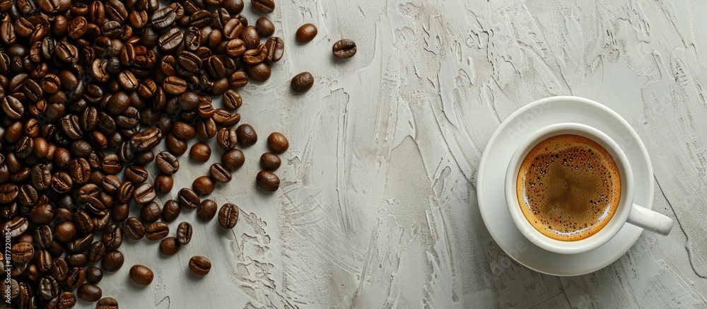 Leinwandbilder coffee beans arranged beside an empty cup creating a captivating copy space image