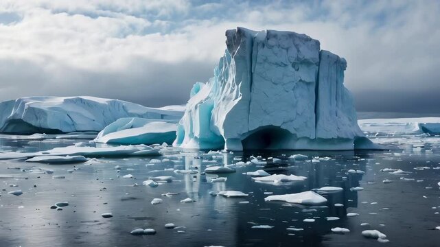 Glaciers melting: a dramatic shift from ice to water, driven by climate change. Generated with Ai